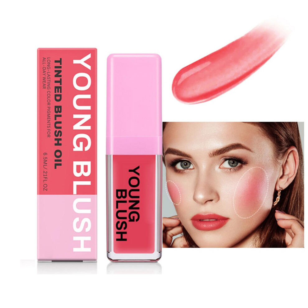 Pink Color Changing Liquid Blush Oil With Ph Reactive Tint, Dewy Vegan Longwear Cheek Makeup