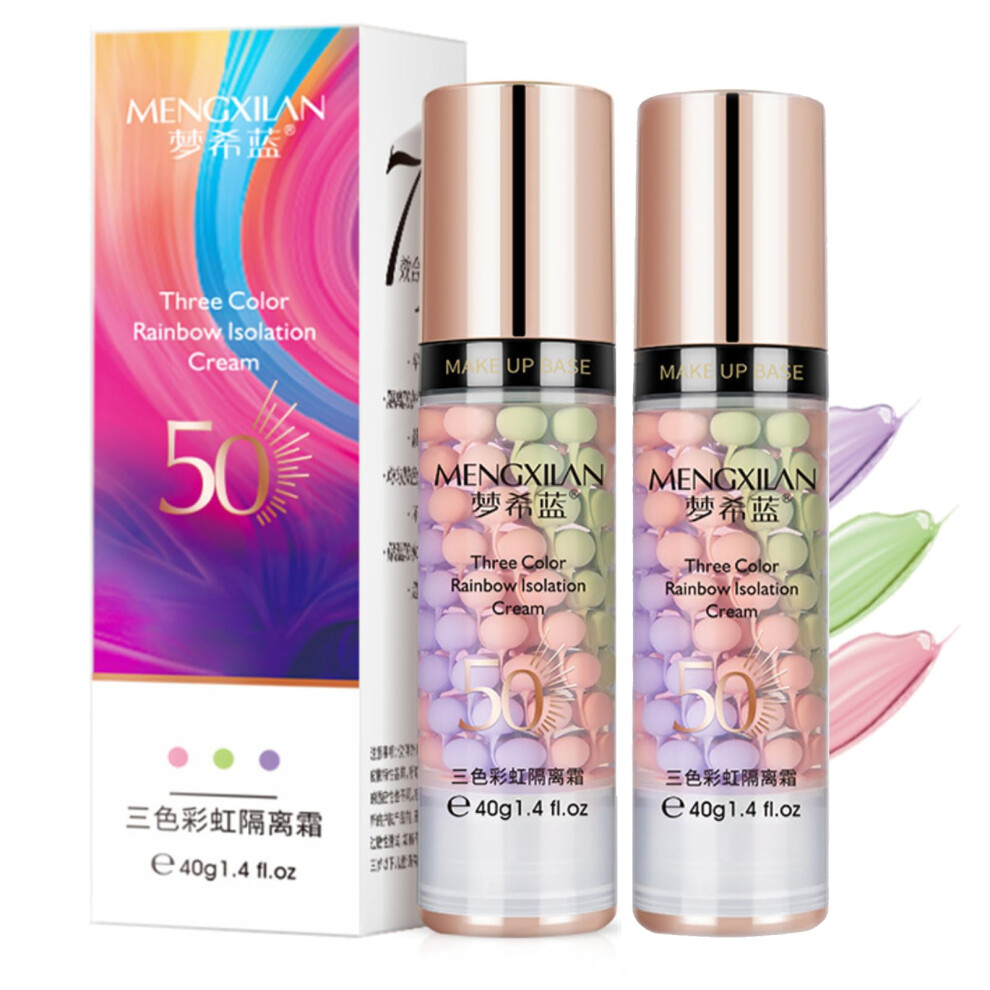 Green/Purple/Pink 3 Color Correcting Makeup Primer Hydrating Longlasting Nude Skin Base 2Pack