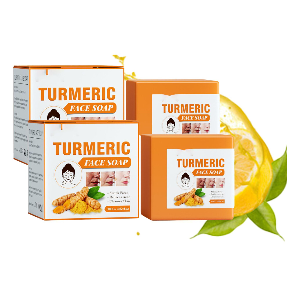Turmeric Lemon Brightening Soap Bar for Glowing Skin Face and Body, Gentle Cleansing 2pcs