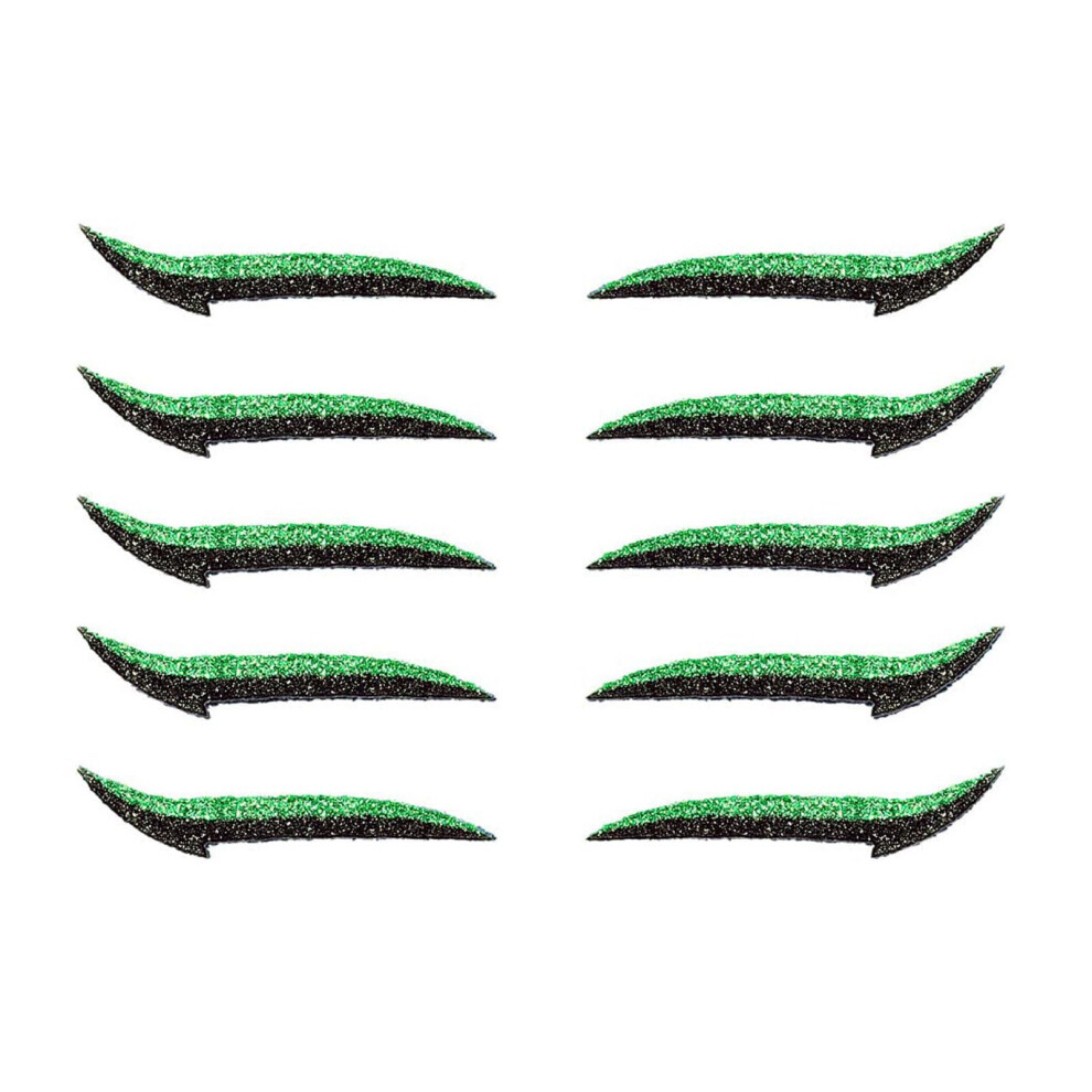 Green 5 Pairs Glitter Eyeliner Stickers Waterproof Selfadhesive Strips For Party And Prom