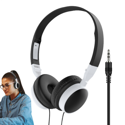 Wired Game Headset OverEar Computer Headset Foldable NoiseCanceling Black Compatible With Mobile Phones And Tablets