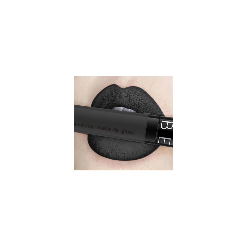 Black Matte Liquid Lipstick Long Lasting Waterproof Pigment Nontransfer Lip Gloss 0.34Oz