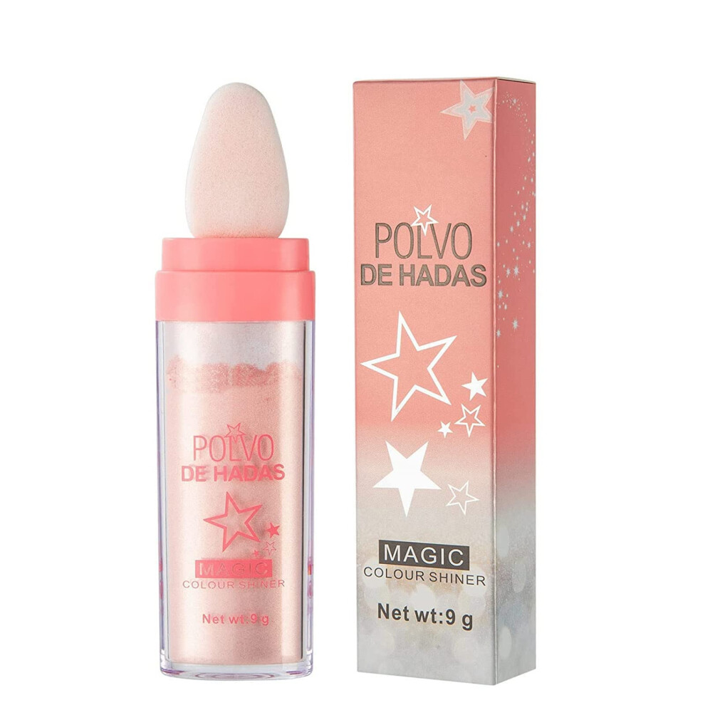 Pink Highlighter Stick Face And Body Shimmer Glow With Sponge Applicator, Buildable Waterresistant Finish