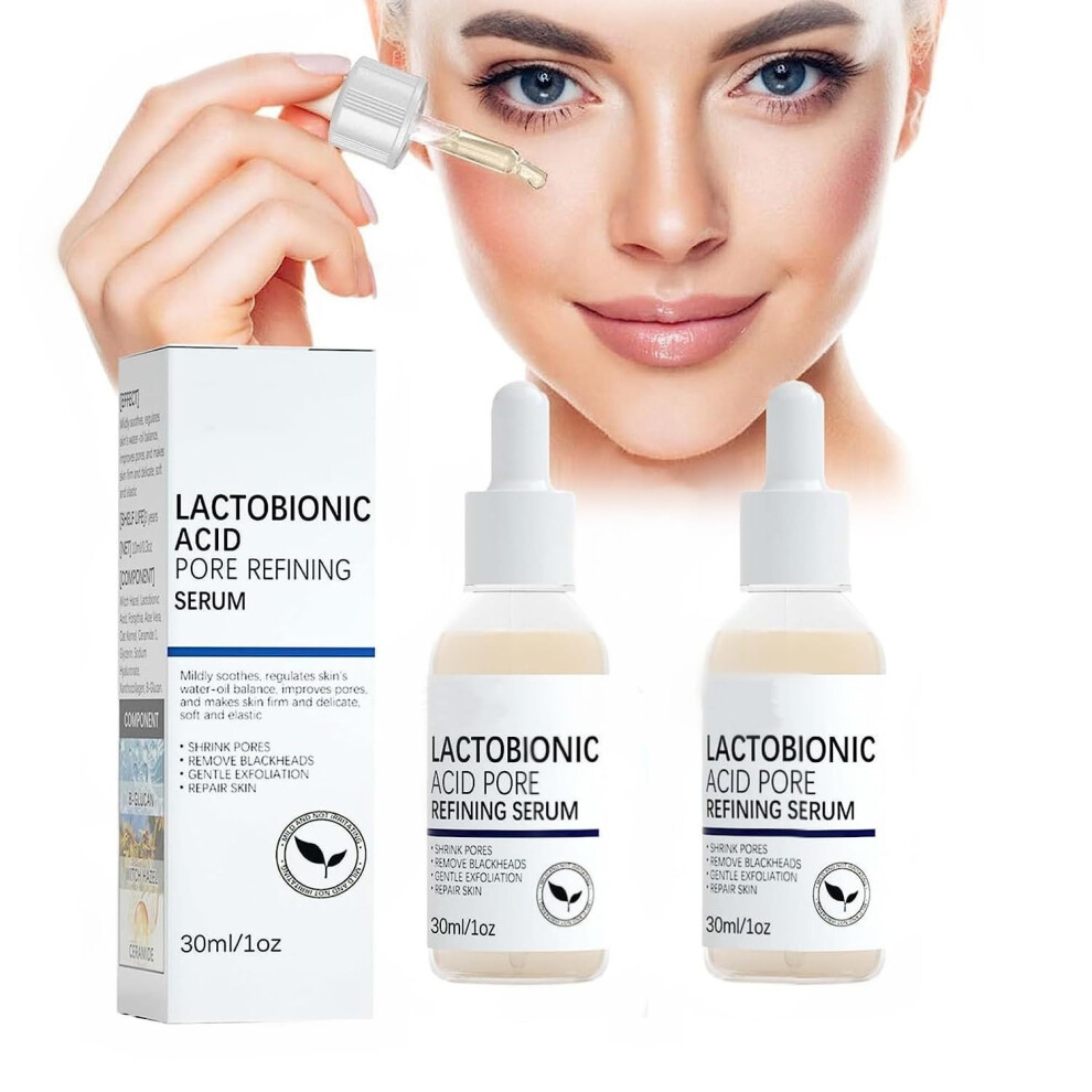 Pore Refining Serum with Lactobionic Acid for Sensitive Skin, AntiWrinkle Face Care 2Pcs