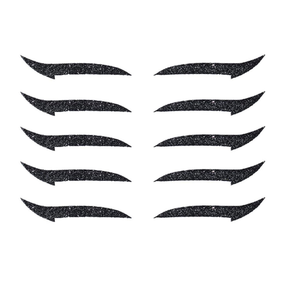 Black Glitter Eyeliner Stickers 5 Pairs Reusable Waterproof Selfadhesive For Weddings And Parties