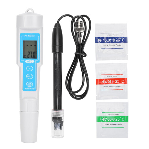 LCD Backlit pH EC Temperature Meter Water Quality Multi Parameter Tester with ATC and Easy Calibration for Aquariums Pool Hydroponics Drinking Water