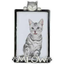 Cadre en métal antique à l'atmosphère émouvante, mémorial pour chien ou chat, motif mignon en forme de chat avec panneau en verre, design simple