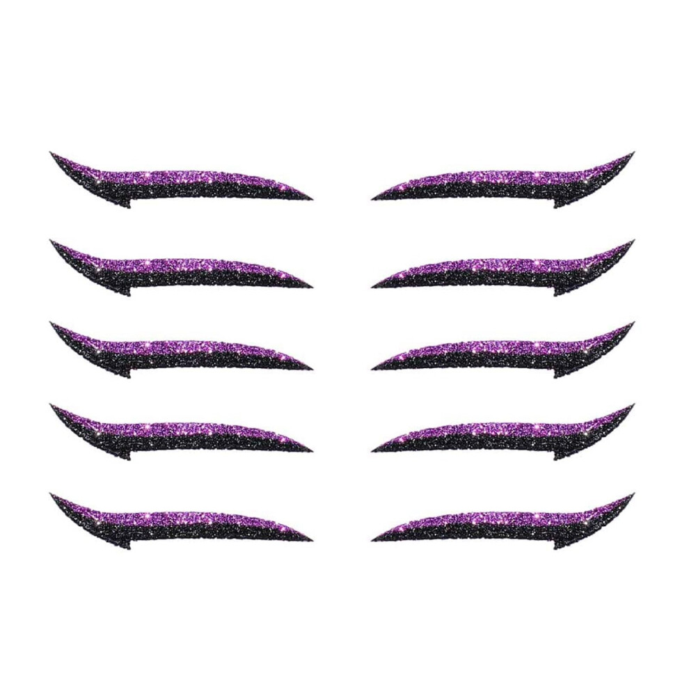 Purple Glitter Eyeliner Stickers Waterproof Reusable Selfadhesive Strips For Instant Sharp Look