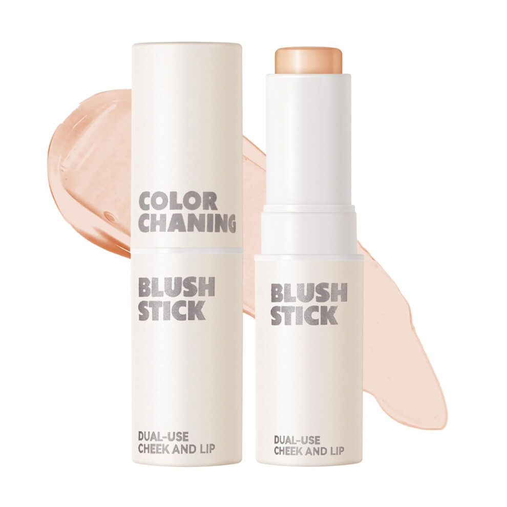Cream Color Changing Blush Stick With Ph Changing Formula, 3 In 1 Multi Use For Cheeks Lips Eyes, Dewy Hydrating Finish