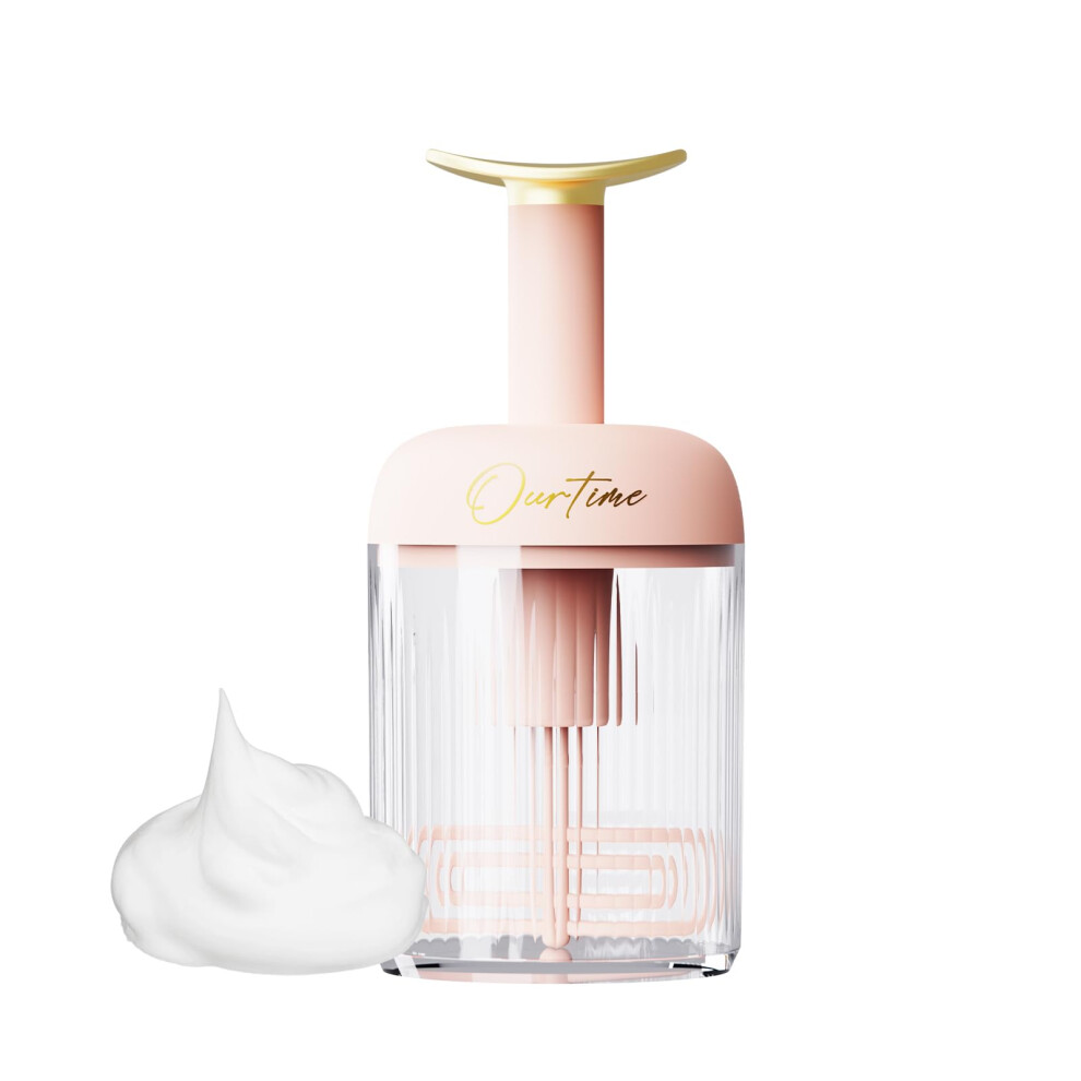 Pink Facial Foaming Cup Face Wash Foam Maker With Rich Lather Whip, Skincare Tool Travel Size
