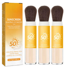 Mineral Sunscreen Powder SPF50 PA++ Translucent Oil Control Face Setting Powder with Brush Pack of 3