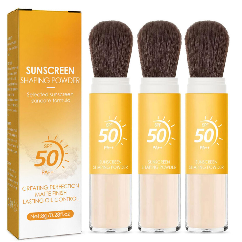 Mineral Sunscreen Powder SPF50 PA++ Translucent Oil Control Face Setting Powder with Brush Pack of 3