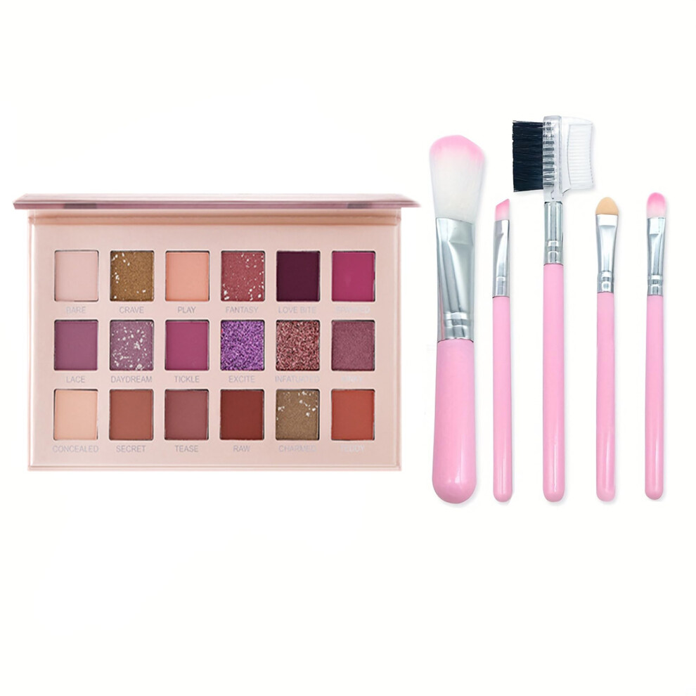 18 Color Eyeshadow Palette with Brushes, Waterproof Matte Shimmer Glitter,  Pigmented