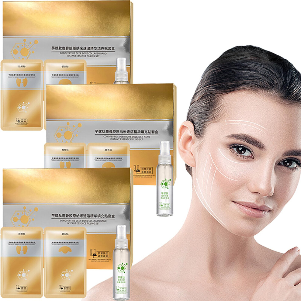Collagen Essence Kit with Peptides for Lifting Firming, Hydrating Anti Aging Face Mask Set 3 Pcs