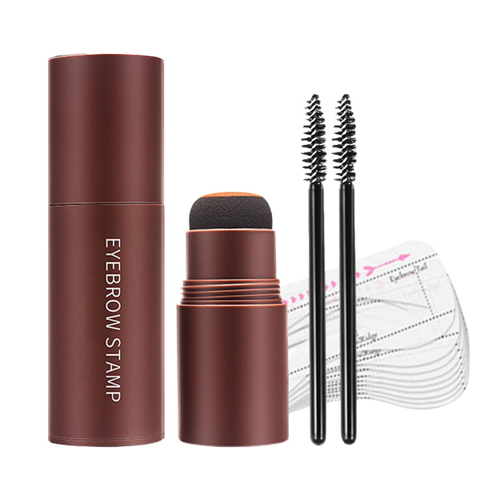 Brown Eyebrow Stamp Kit With Stencils Dark Waterproof Powder Longlasting Natural Brows