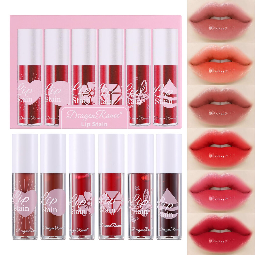 6 Colors Long Lasting Matte Lip Tint Set with Hydrating Velvet Liquid Lipstick for Lips Cheeks Eyes