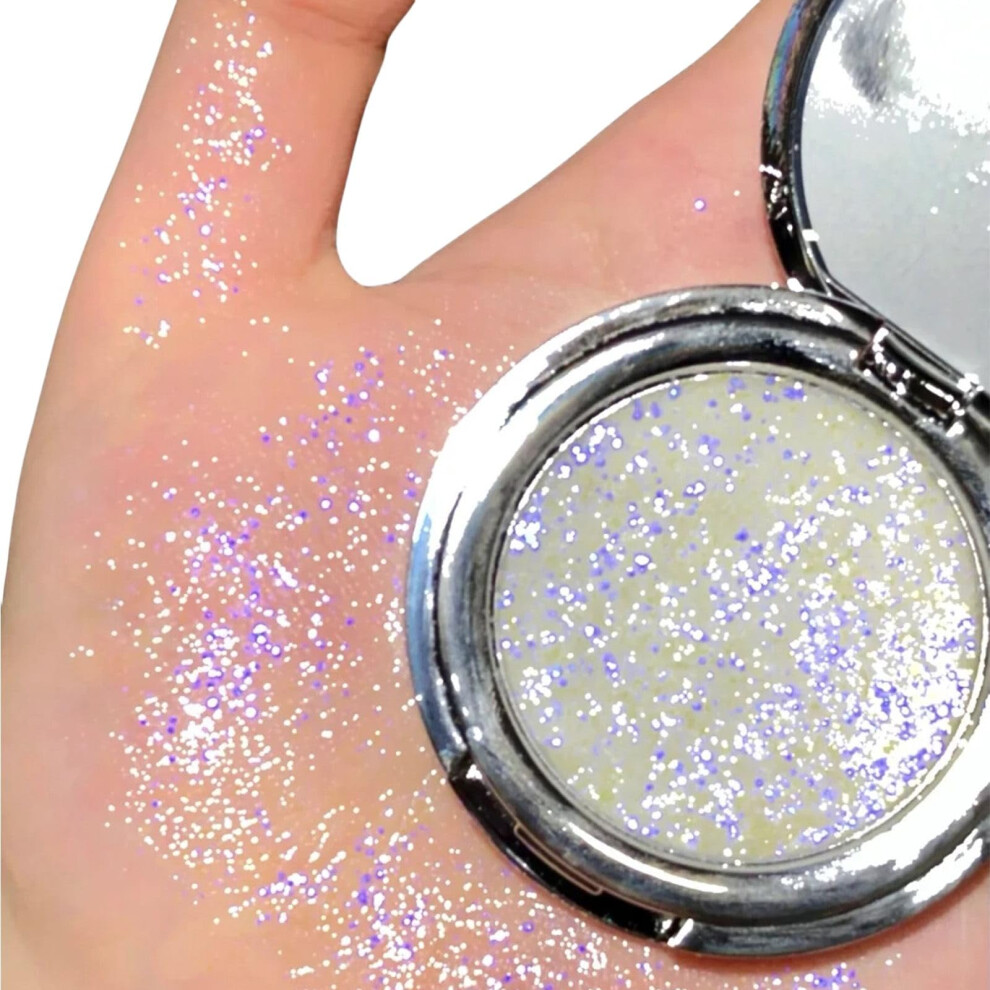 Purple Glitter Eyeshadow With Holographic Colorshifting Effect, Long Lasting Eye Makeup For Parties