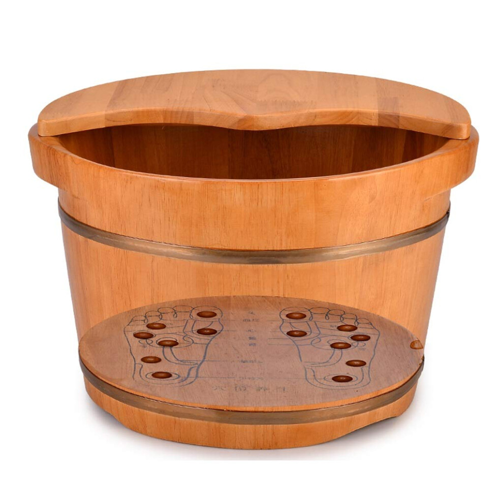 Cedar Wooden Foot Soak Tub with Heat Retention Cover, Large Foot Spa Bucket for Sore Tired Feet