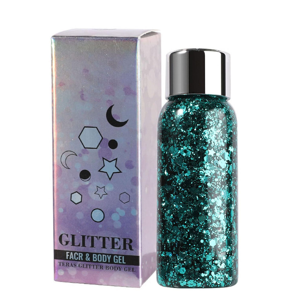 Body Glitter Gel with Holographic Color Shift, MultiShape Festival Glitter for Face Hair Nails