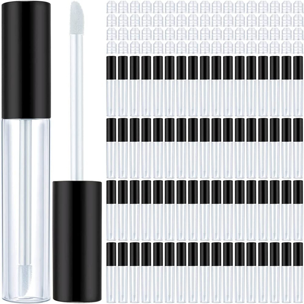 100 Pack Clear Plastic Lip Gloss Containers Refillable Mini Lip Balm Tubes for Cosmetic Sampling