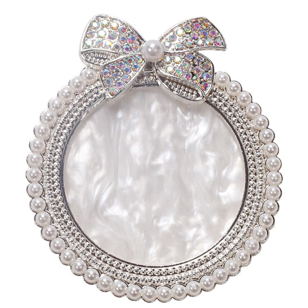 Silver Nail Art Palette Resin Mixing Board with Bow Rhinestones for Accurate Color Matching