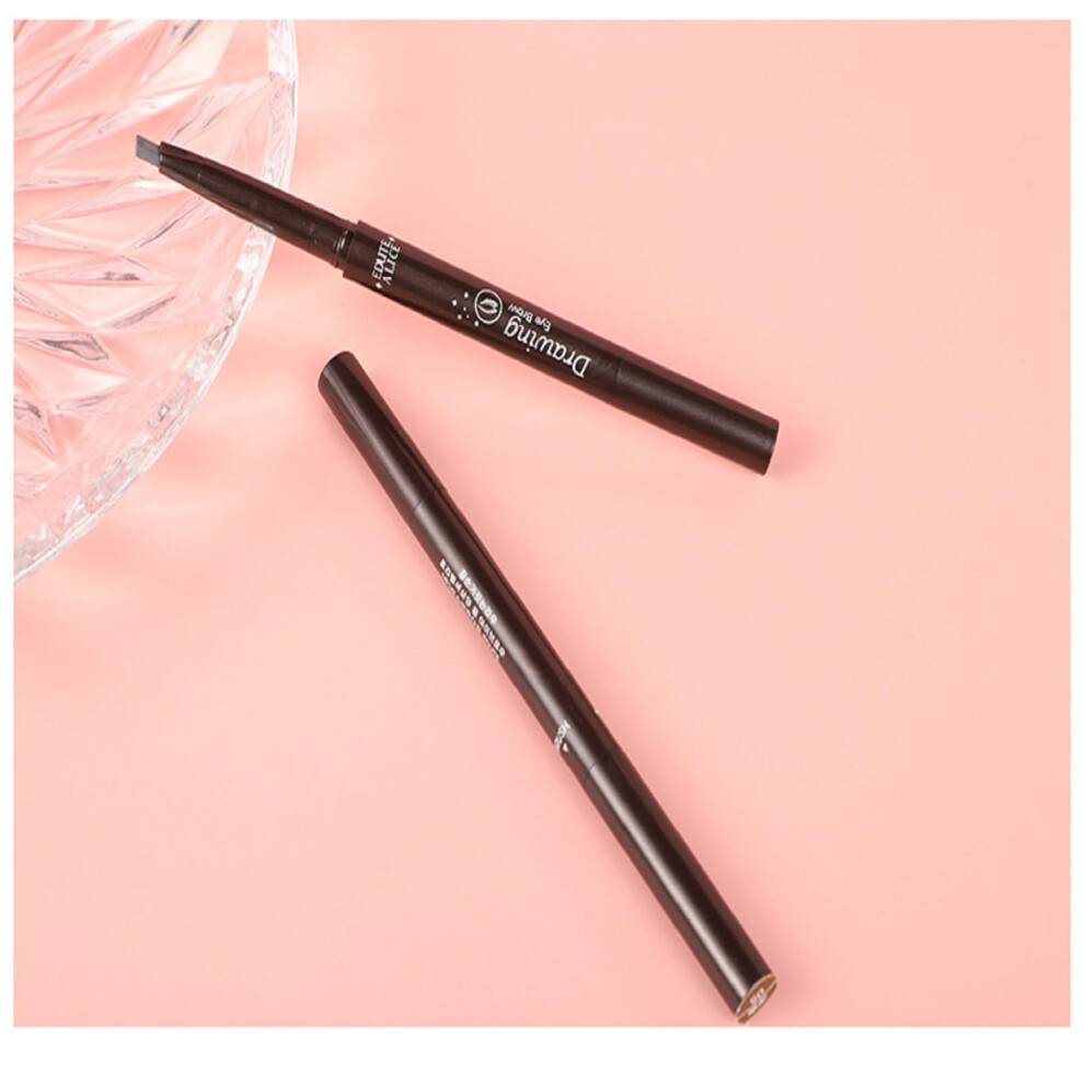 Black Eyebrow Pencil With Brush, Triangular Tip Brow Definer, Long Lasting Brow Makeup
