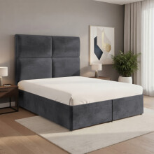 Double Steel Velvet End Lift Ottoman Storage Bed
