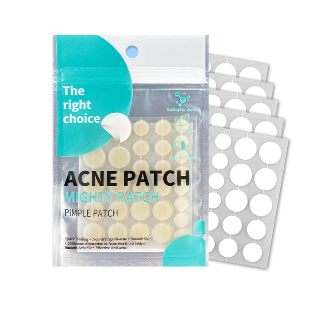 Acne Patches with Hydrocolloid, Invisible Waterproof Blemish Care, 4 Sizes, 120 Pimple Patches