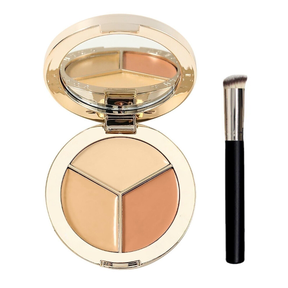 Dark Concealer Palette Color Corrector Tricolor With Brush For Circles Acne Spots Full Coverage