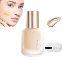 Long Lasting Matte Liquid Foundation Sweatproof Waterproof Full Coverage with Powder Puffs W03