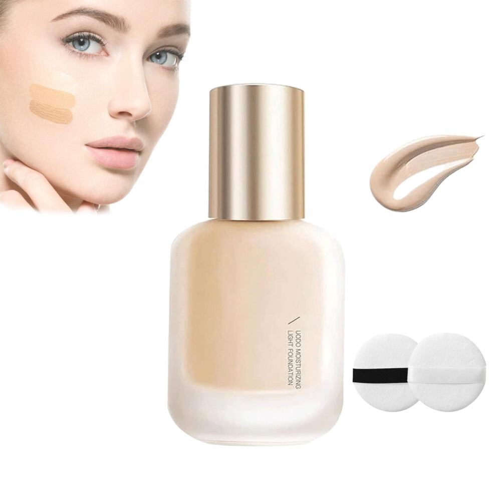 Long Lasting Matte Liquid Foundation Sweatproof Waterproof Full Coverage with Powder Puffs W03