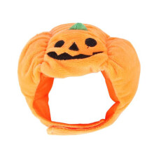 Festligt kæledyrshatkostume, græskarformet hat Halloween-kæledyrskostume blødt og varmt hættedesign justerbar magisk rem holdbart bomuldsstof