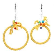 Altalena per pappagalli con corda per uccelli di medie e grandi dimensioni, accessori per parco giochi per uccelli, anello di corda in cotone per