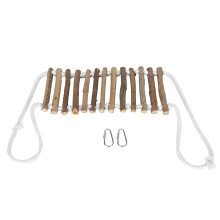 Scala di corda giocattolo per uccelli, scala sospesa in legno naturale per attività di arrampicata con ponte oscillante, scala in legno masticabile