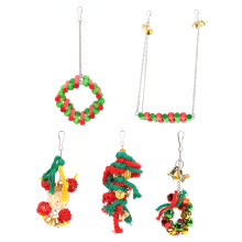 Brinquedos para pássaros de estimação, como periquitos e conures, conjunto de balanço durável em liga galvanizada, rede colorida com sinos de