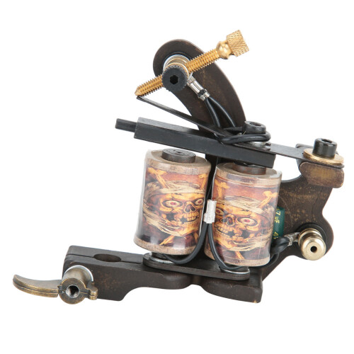 Tattoo Coil Machine For Liner Shader Work Durable Retro Unique High Anodized Surface Easy To Assemble Smooth Operation Micro Adjustment Precision 1