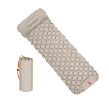 Portable Camping Sleeping Pad with Pillow Lightweight Inflatable Hiking Mat for Beach Travel Khaki