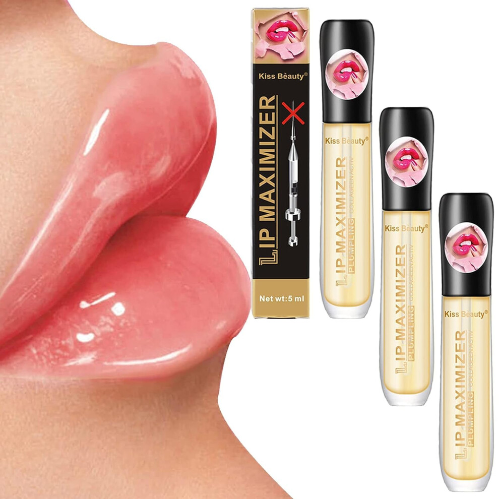 Hyaluronic Lip Plumper Serum 3 Pack with Vitamin E for Fuller Lips and LongLasting Hydration