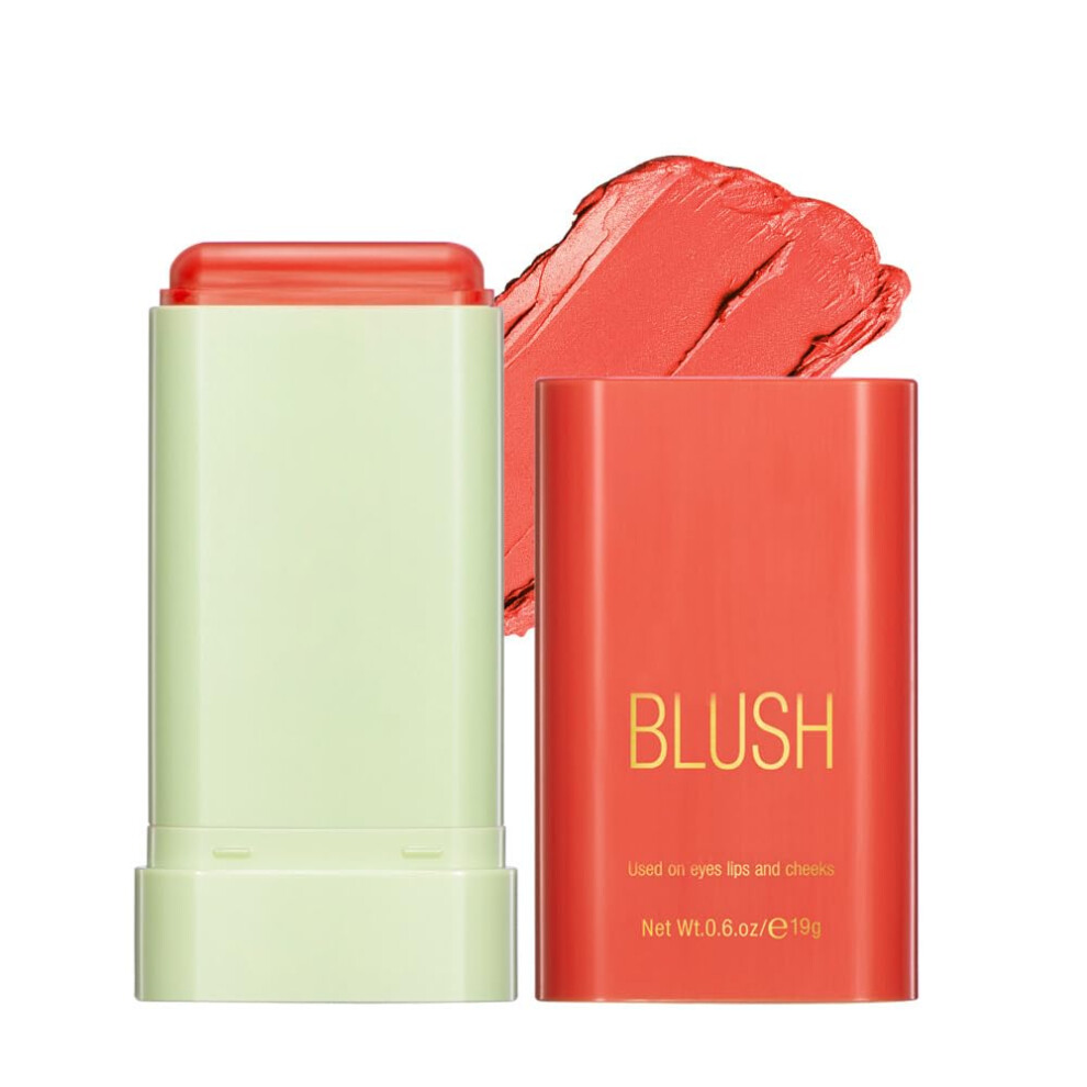 Cream/Coral/Orange Blush Stick 3In1 Waterproof Multiuse Makeup For Cheeks Lips Eyes