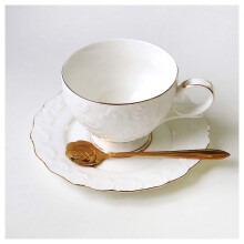 Coffee Mugs European Luxury Embossed Ceramic Cup And Saucer Set With Spoon For Office And Home English Afternoon Tea
