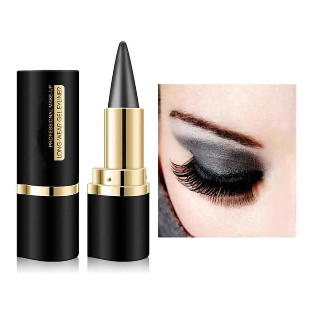 Black Gel Eyeliner Pencil Waterproof Smudge Proof Gray Pigment Creamy Long Lasting Eye Makeup