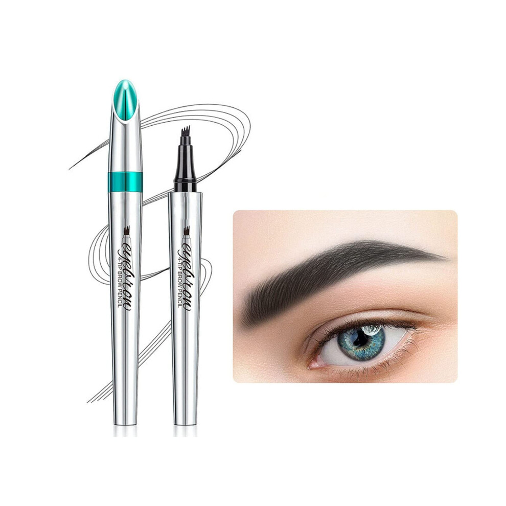 Black Waterproof 4 Tip Microblading Eyebrow Pen With Natural Hairlike Strokes Longlasting 4#