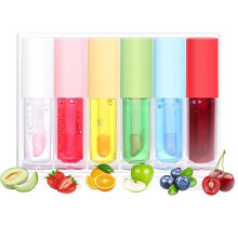 6PCS Color Changing Lip Balm Set with Fruit Flavors, Long Lasting Moisturizing Lip Gloss
