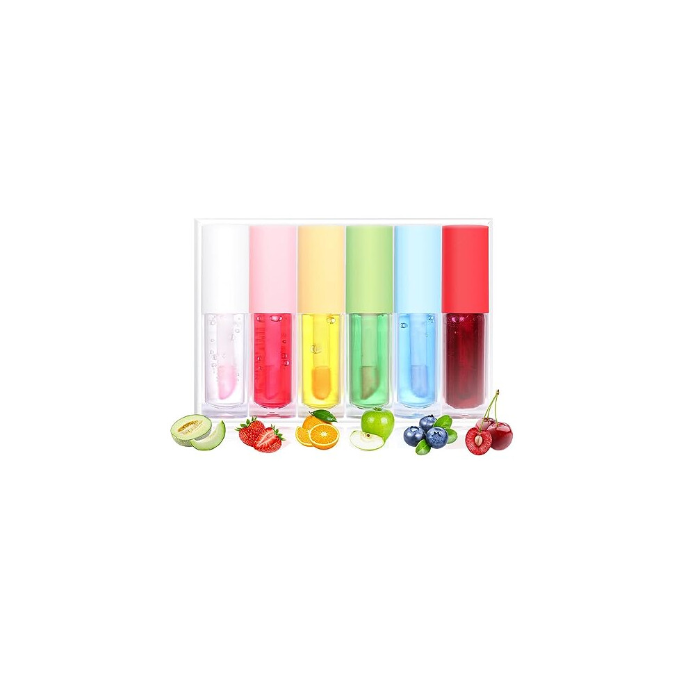 6PCS Color Changing Lip Balm Set with Fruit Flavors, Long Lasting Moisturizing Lip Gloss