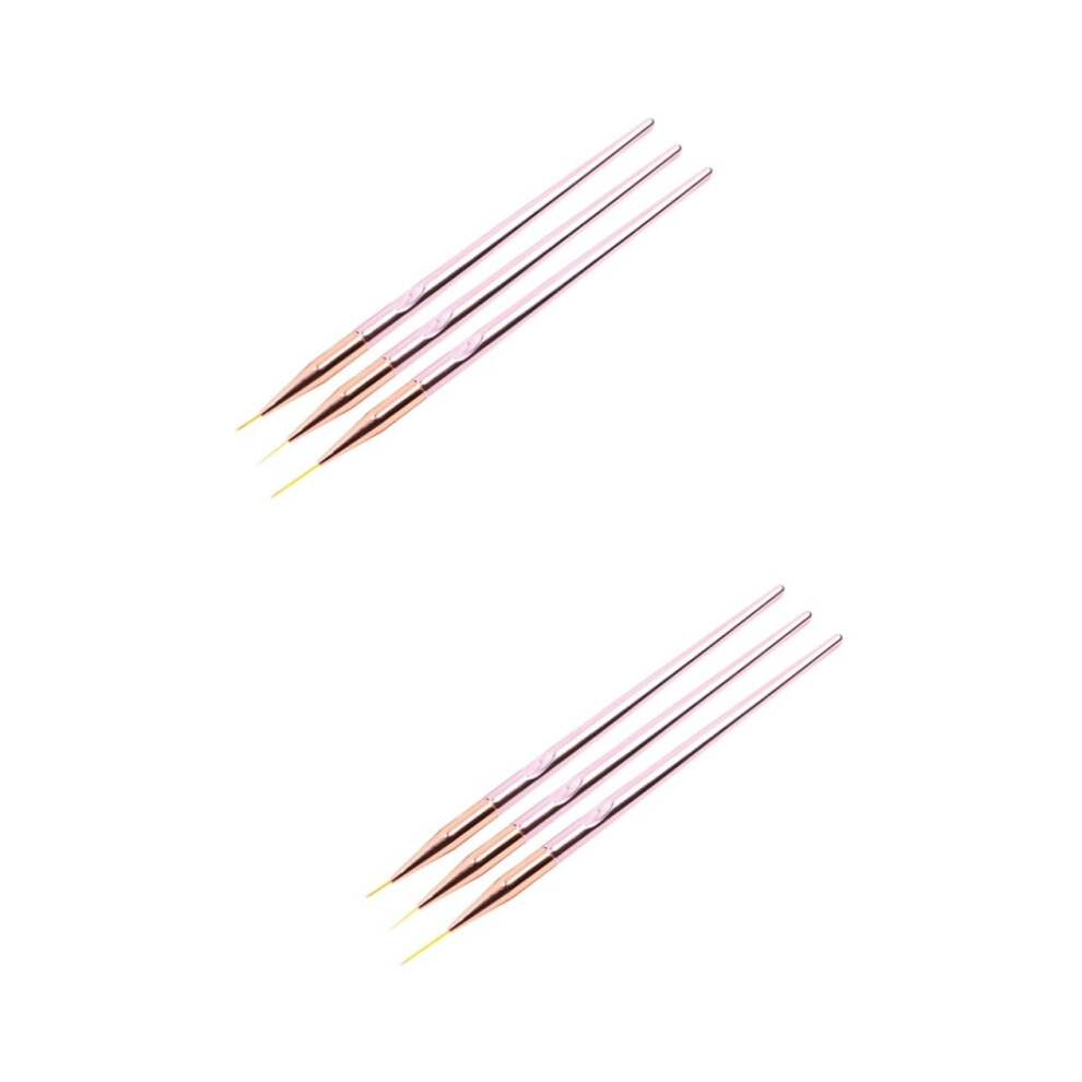 6pcs Professional Nail Art Brush Set with Nylon Bristle Pens for Fine Detailing Manicure