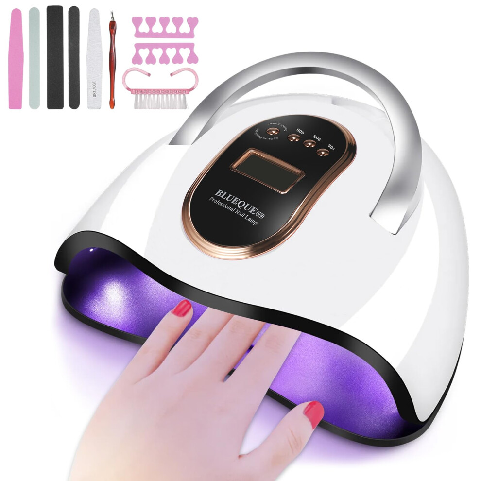168W UV LED Nail Lamp Gel Dryer with LCD Display, 4 Timer Modes, Infrared Sensor and Manicure Set