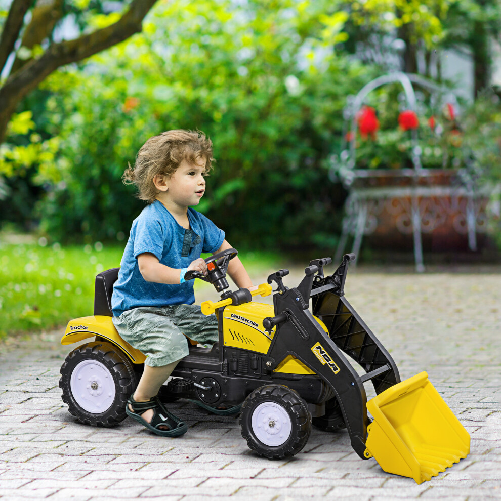 Homcom Pedal Go Kart Ride On Excavator W/ Front Loader Digger, Four Wheels Child