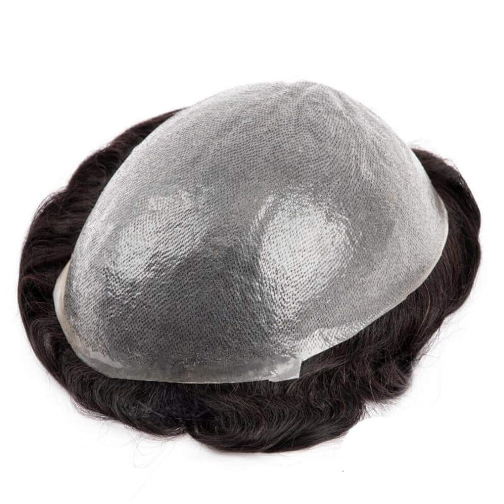 Unisex Men's Hairpiece Pu Base 8X10 Indian Remy Human Hair Toupee Natural Hairline 120% Density