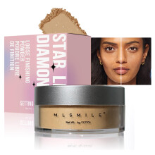 Loose Setting Powder for Dark Complexion, Waterproof OilControl Translucent Finishing Powder, Long Lasting Shimmer Blurring Makeup, Shade 03