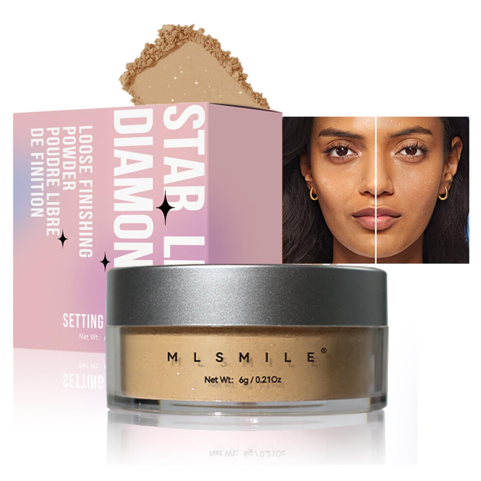Dark Loose Setting Powder For Complexion, Waterproof Oilcontrol Translucent Finishing Powder, Long Lasting Shimmer Blurring Makeup, Shade 03